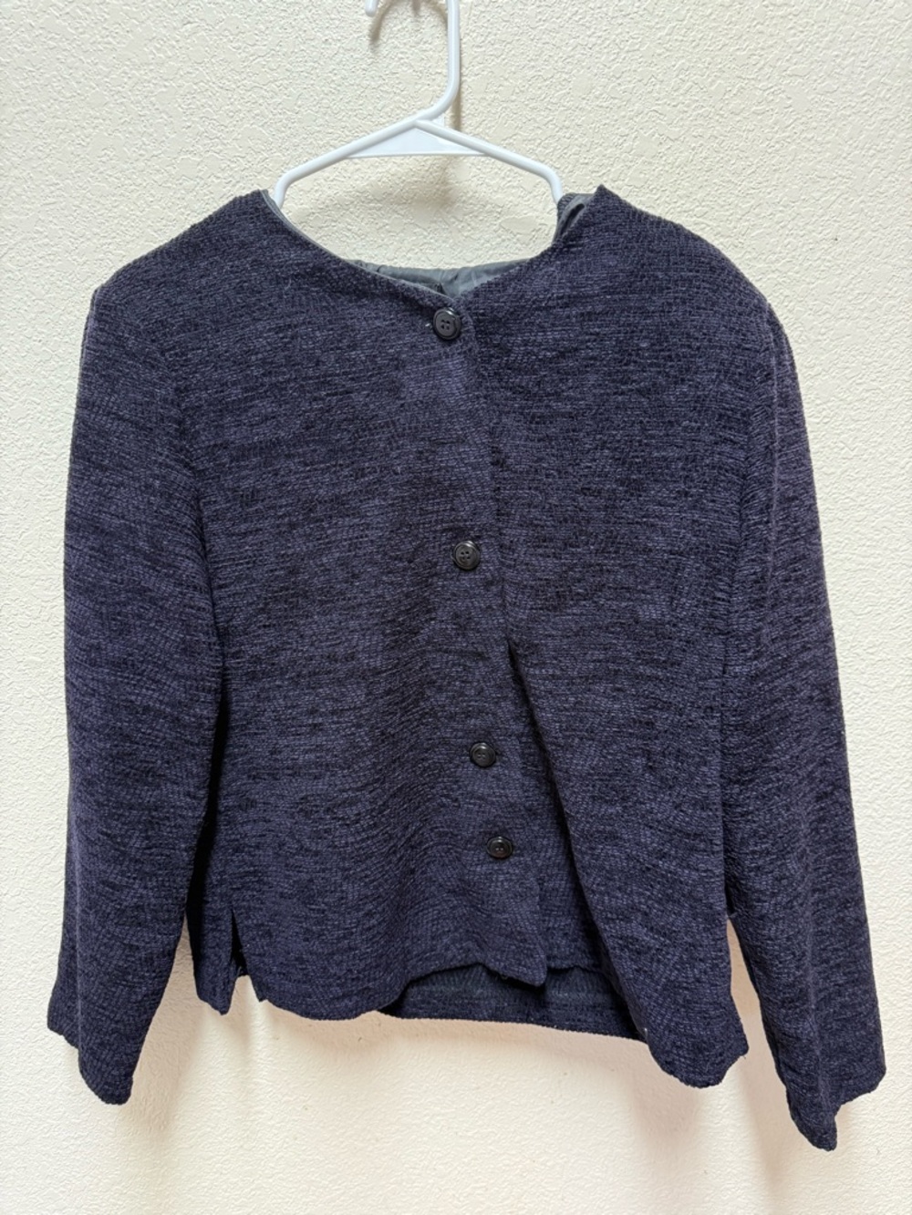 navy blue women's cardigan textured, button-front sweater jacket Size M/P
